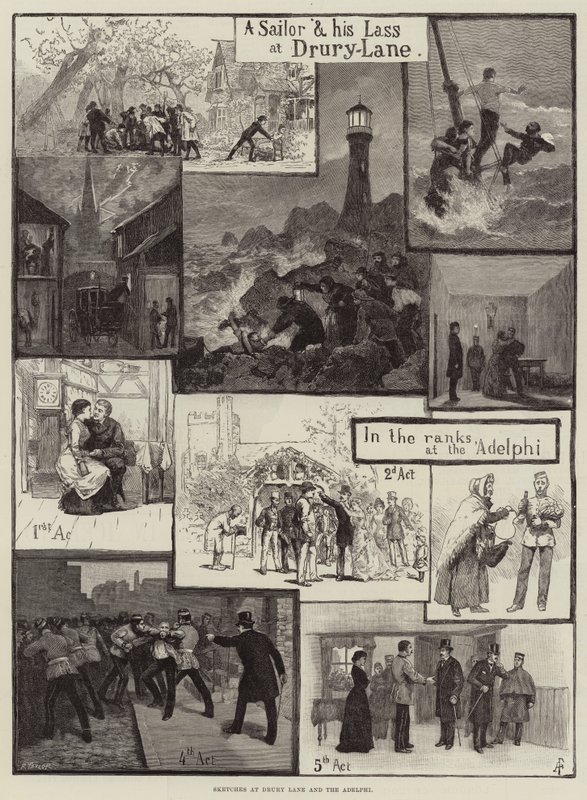 Sketches at the Drury Lane and the Adelphi by Amedee Forestier
