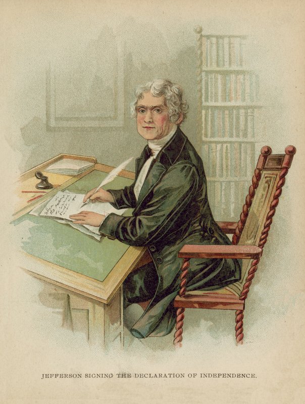 Jefferson Signing the Declaration of Independence by American School