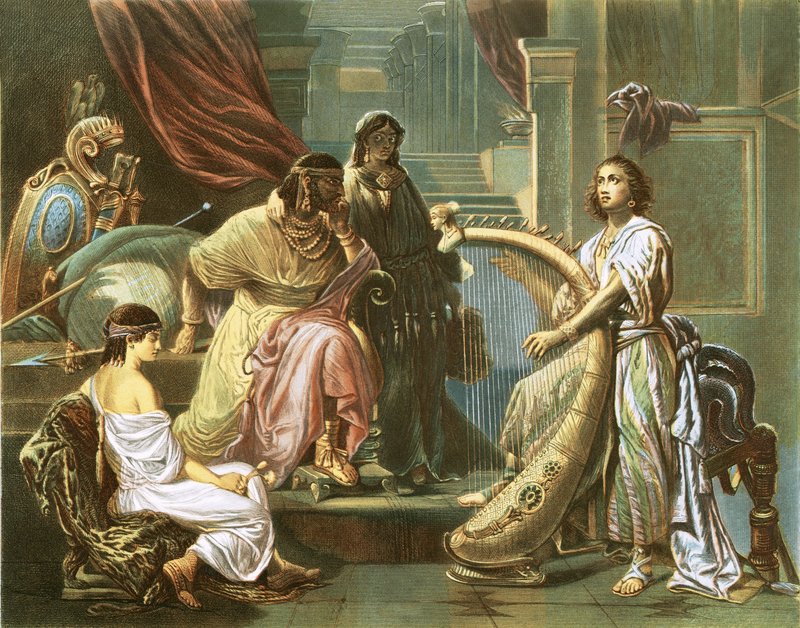 David Playing the Harp for Saul by Andreas Cellarius
