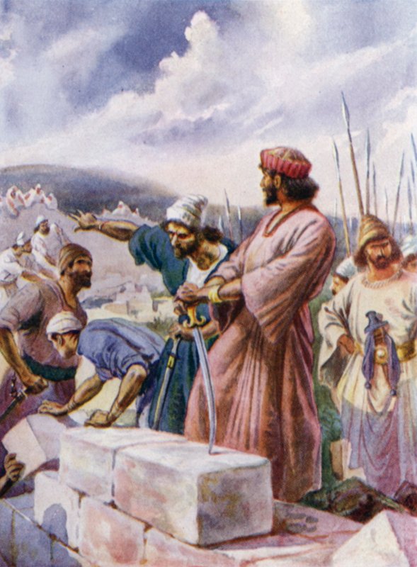 Nehemiah Building the Wall by Arthur Twidle