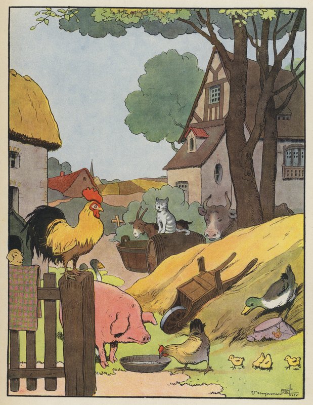 Animals in a Farmyard by Benjamin Rabier