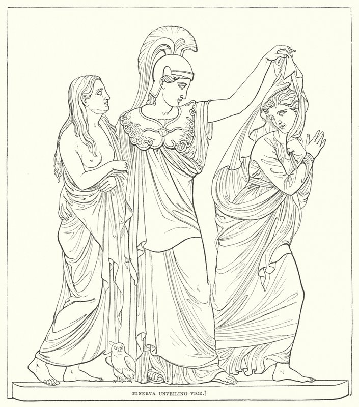 Minerva unveiling Vice by Bertel after Thorvaldsen