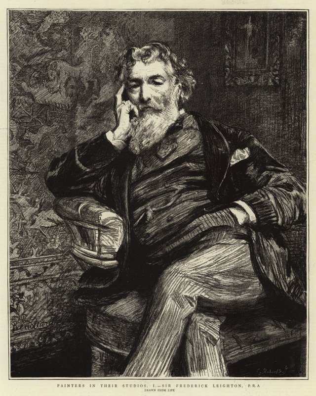 Painters in their Studios, I, Sir Frederick Leighton, PRA by Charles Paul Renouard