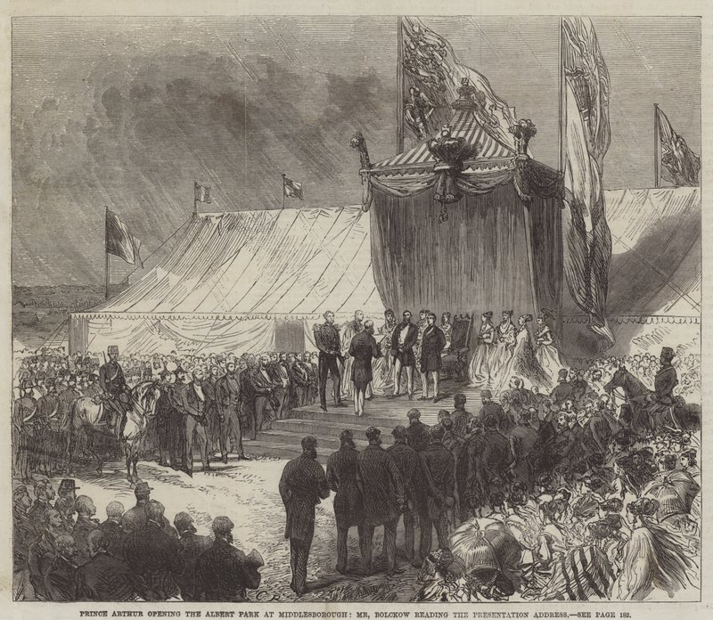 Prince Arthur Opening the Albert Park at Middlesborough, Mr Bolckow reading the Presentation Address by Sir John Charles Robinson
