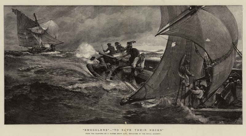 Smugglers, To Save Their Necks by Charles Napier Hemy