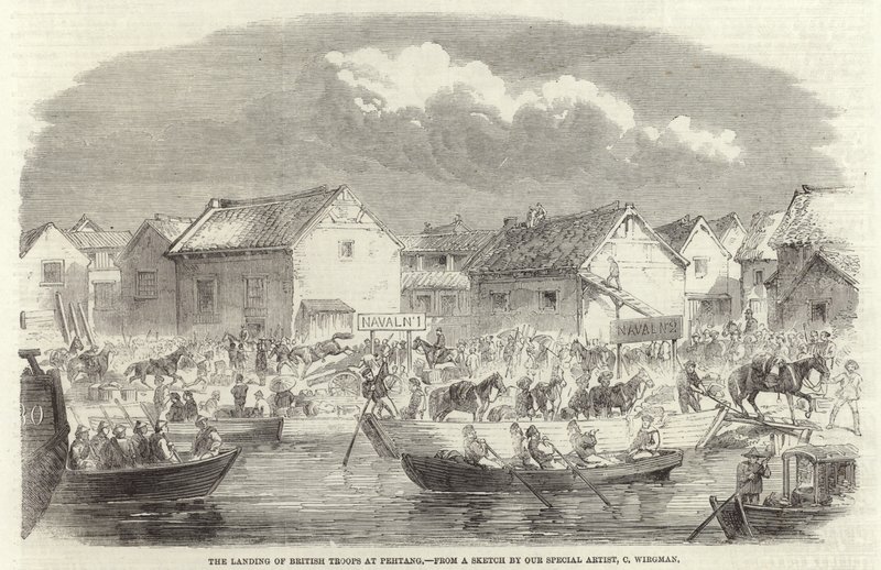 The Landing of British Troops at Pehtang by Charles Wirgman