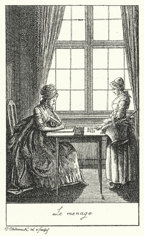 Running the Household (engraving) by Daniel Nikolaus (after) Chodowiecki
