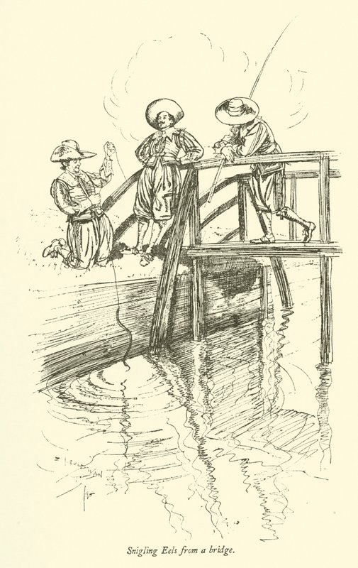 Snigling Eels from a bridge by Edmund Joseph after Sullivan