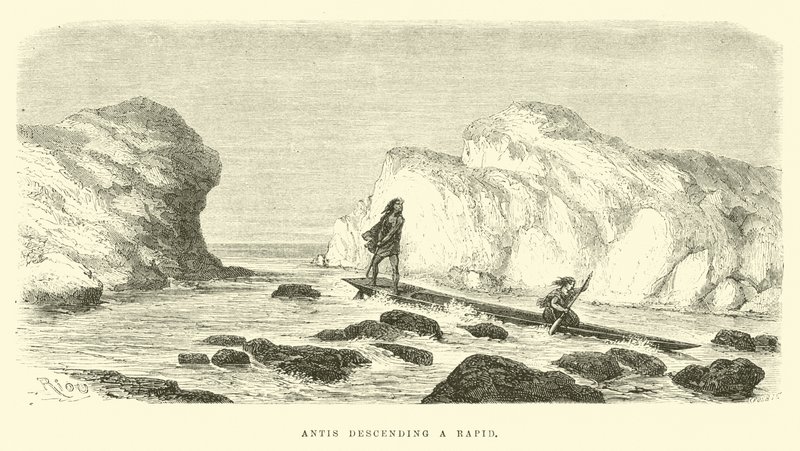 Antis Descending a Rapid by Edouard Riou