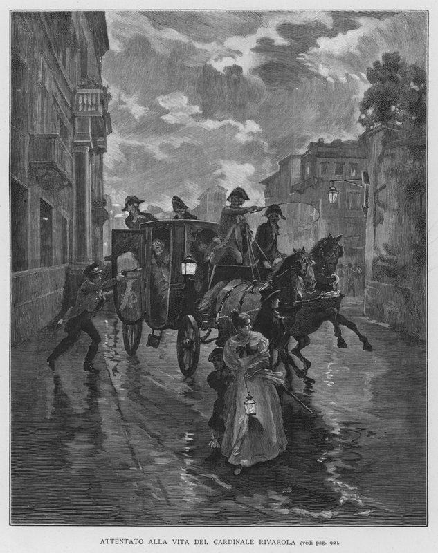 Attempt on the Life of Cardinal Rivarola (engraving) by Edouardo Matania
