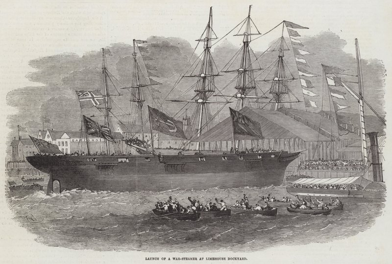 Launch of a War-Steamer at Limehouse Dockyard by Edwin Weedon