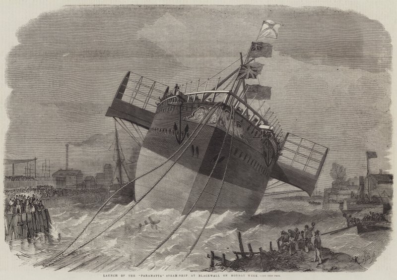 Launch of the Paramatta Steam-Ship at Blackwall on Monday Week by Edwin Weedon