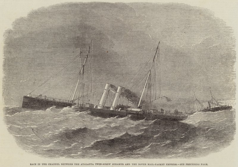 Race in the Channel between the Atalanta Twin-Screw Steamer and the Dover Mail-Packet Empress by Edwin Weedon