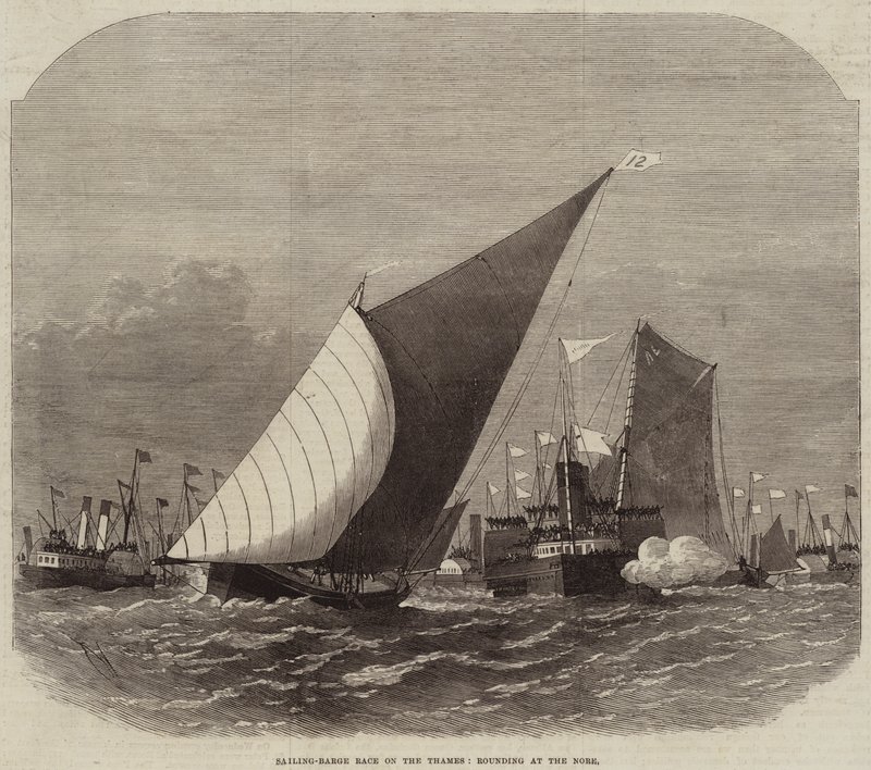 Sailing-Barge Race on the Thames, Rounding at the Nore by Edwin Weedon