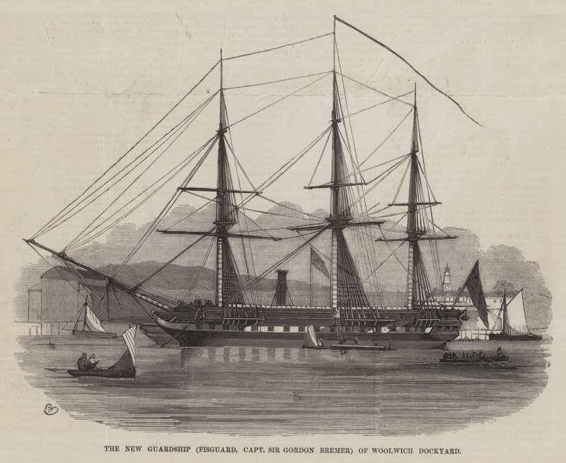 The New Guardship of Woolwich Dockyard by Edwin Weedon