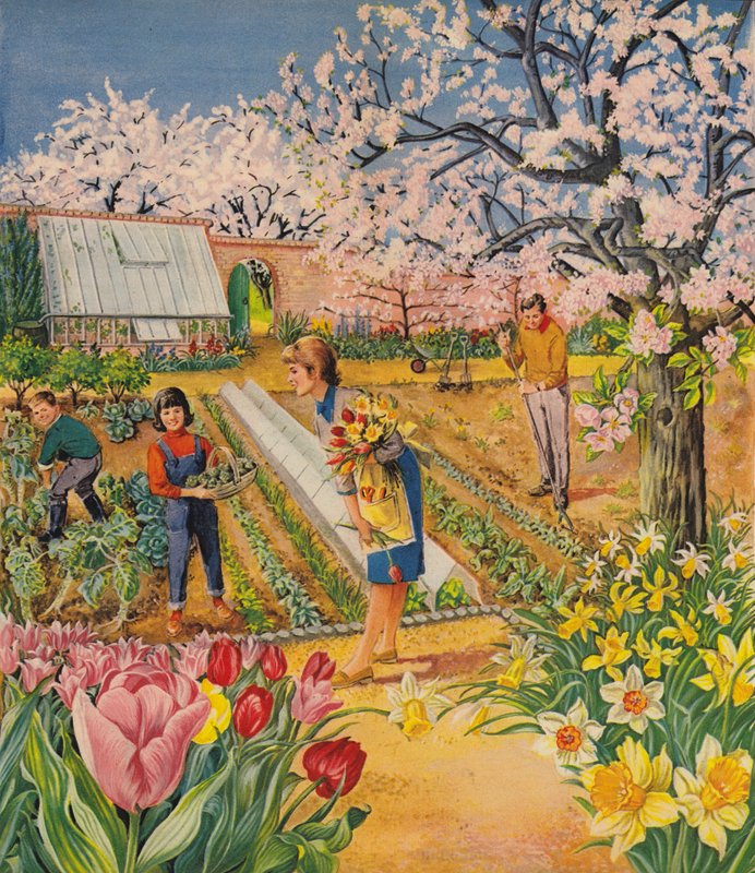 The garden in Spring by English School