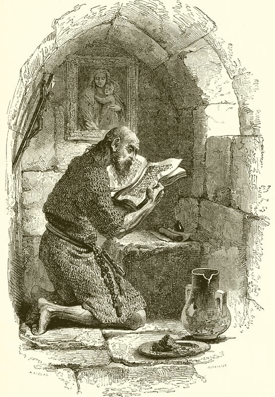An Ascetic in His Cell by English School