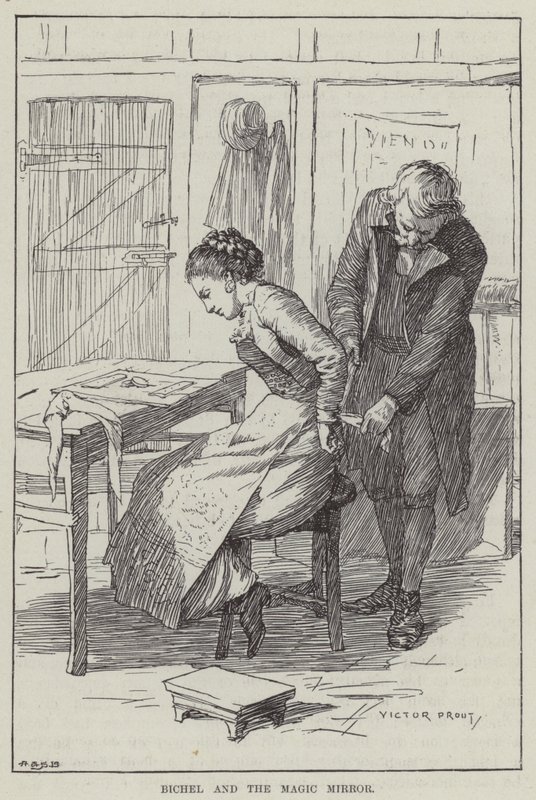 Bichel and the Magic Mirror (engraving) by English School