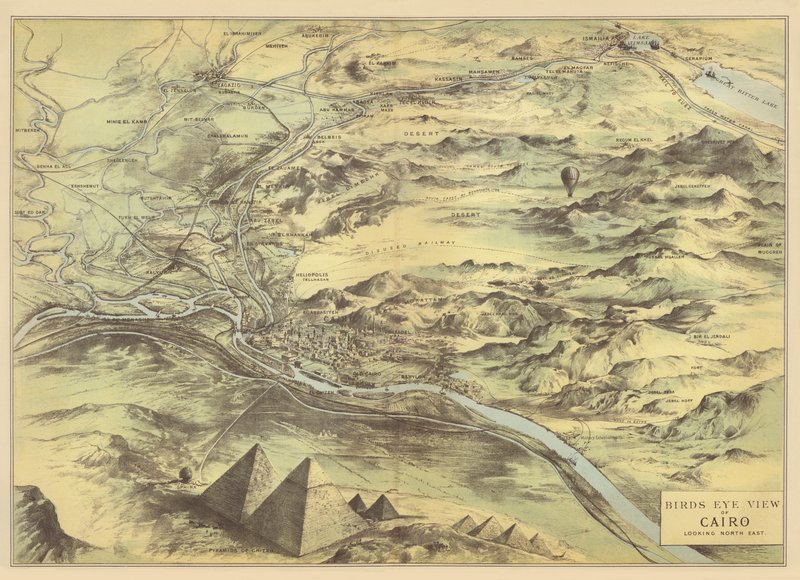 Birds Eye View of Cairo by English School