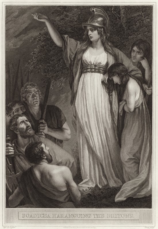 Boadicea haranguing the Britons by English School