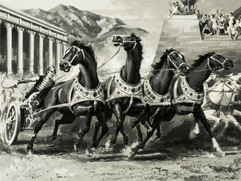Chariot racing in ancient Rome by English School