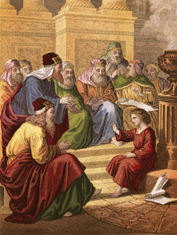 Christ disputing in the temple by English School