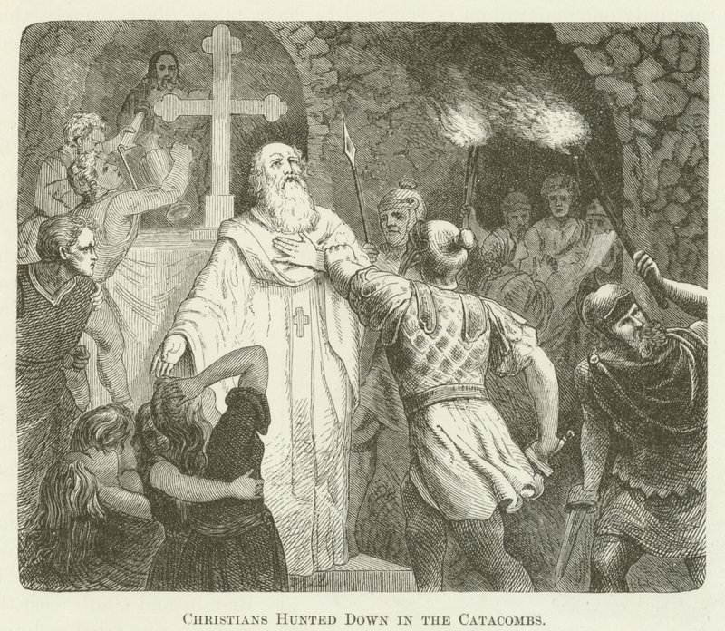 Christians Hunted Down in the Catacombs by English School