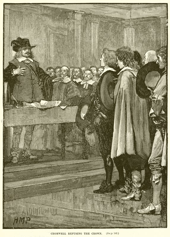 Cromwell refusing the Crown by English School