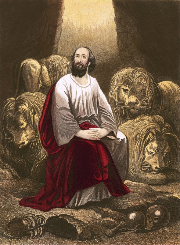 Daniel in the den of lions by English School