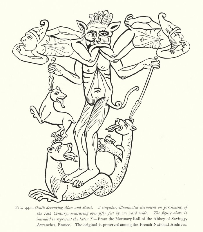 Death devouring Man and Beast by English School