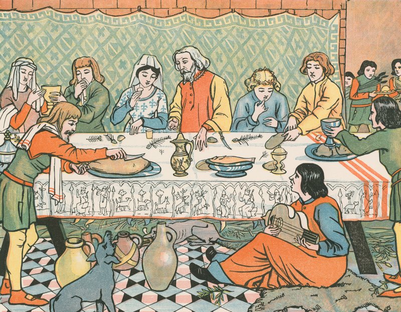 Dinner in the Olden Time by English School