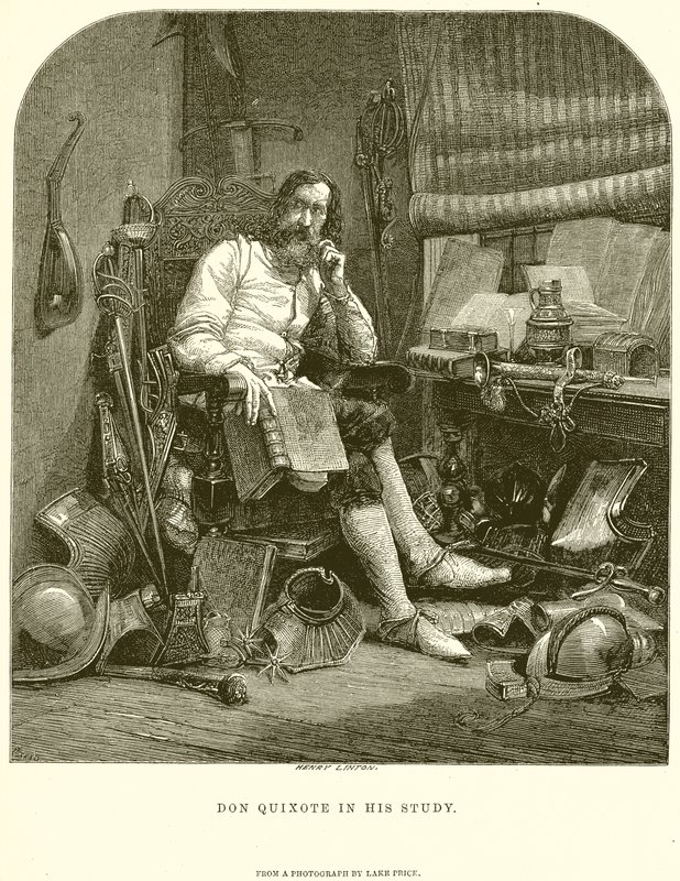 Don Quixote in his Study by English School
