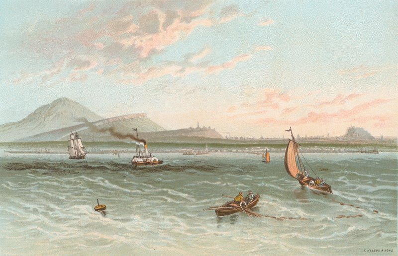 Edinburgh from the Firth of Forth by English School