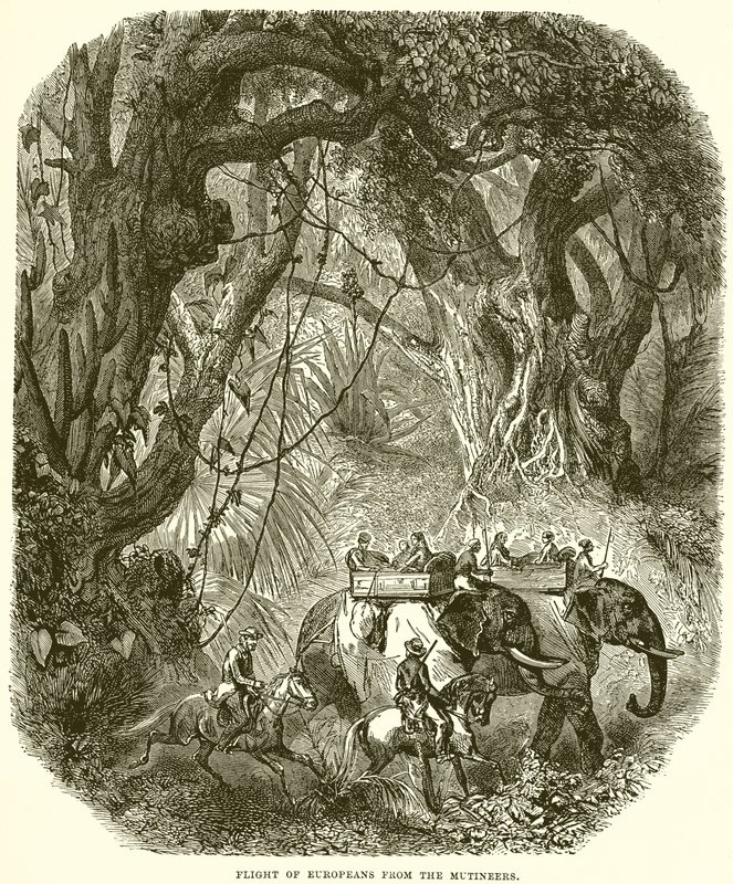 Flight of Europeans from the Mutineers by English School