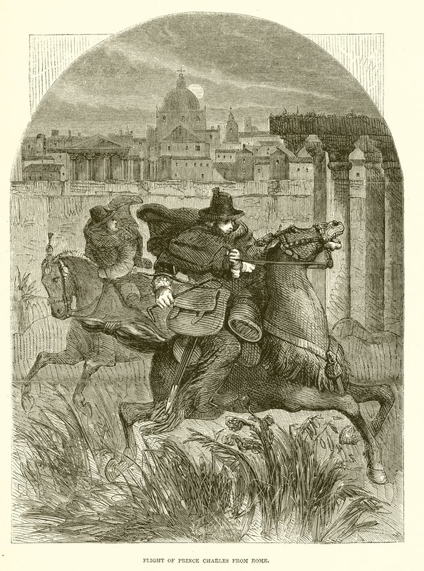 Flight of Prince Charles from Rome by English School