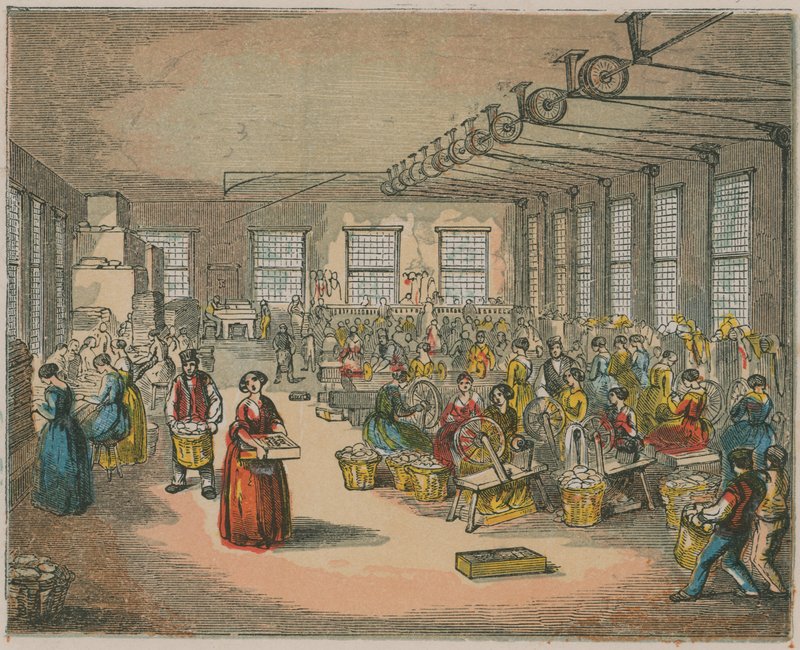 Interior View of a Textile Mill by English School