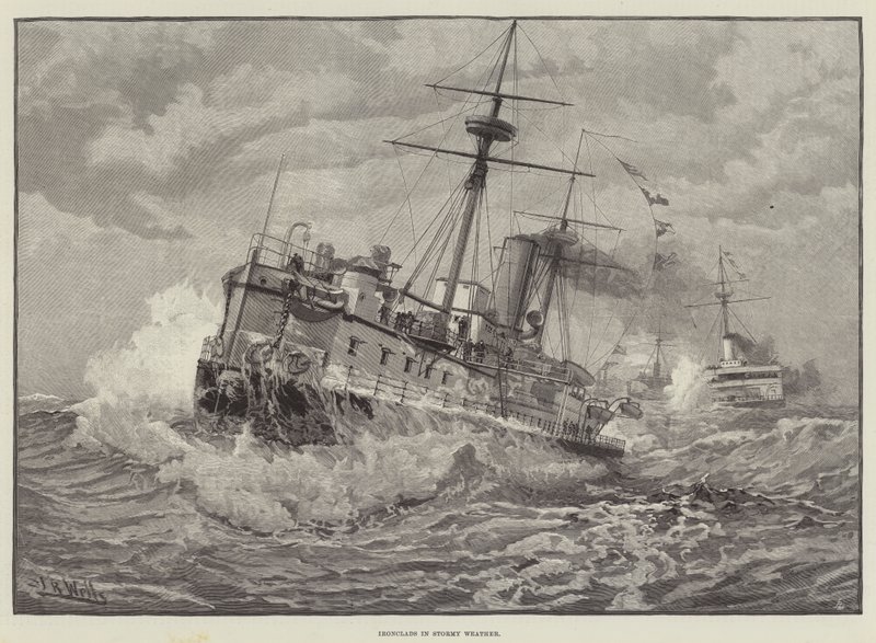 Ironclads in Stormy Weather by English School