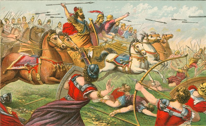 King David Victorious in Battle by English School