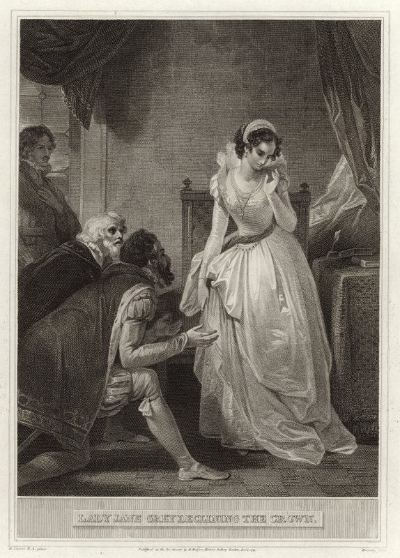 Lady Jane Grey declining the crown by English School