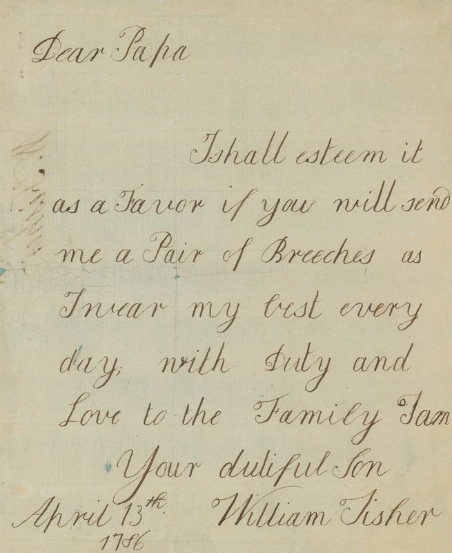 Letter from William Fisher (Autograph) by English School