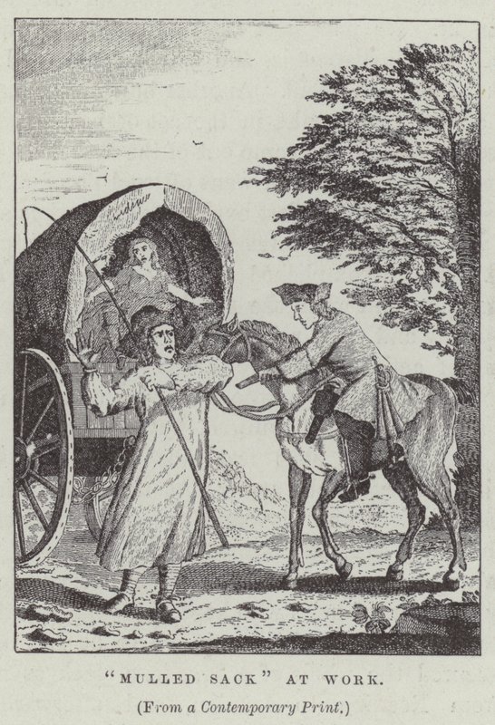 Mulled sack at work (engraving) by English School