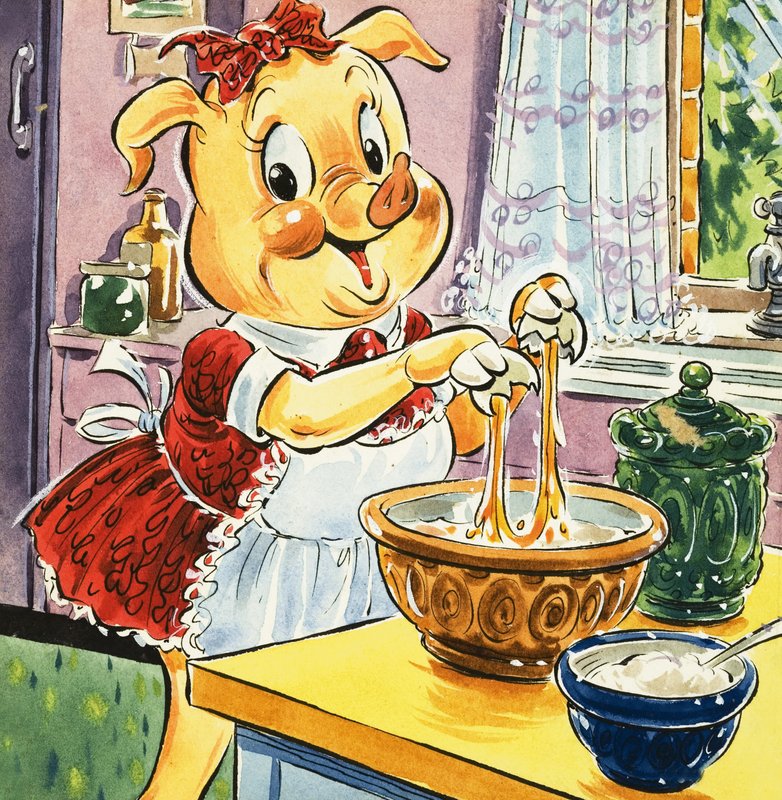 Pig Cooking with Egg by English School