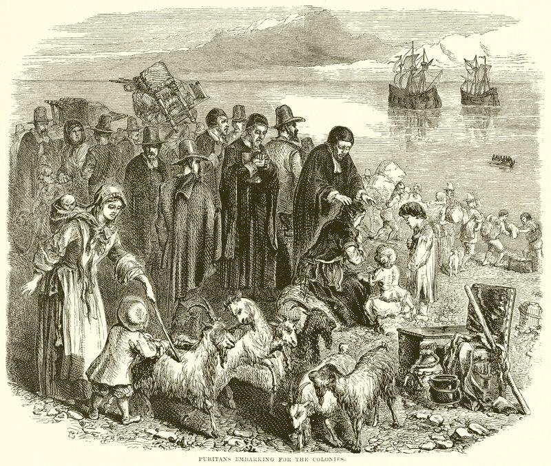 Puritans Embarking for the Colonies by English School