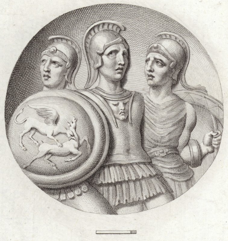 Roundel Depicting Three Roman Soldiers by English School