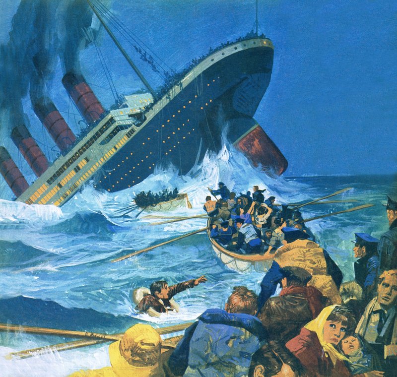 Sinking of the Titanic by English School