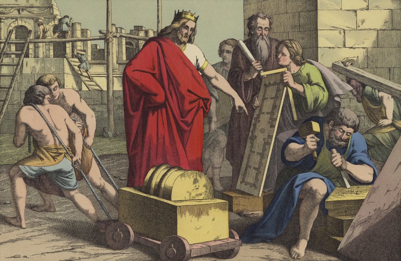 The Building of the Temple by English School