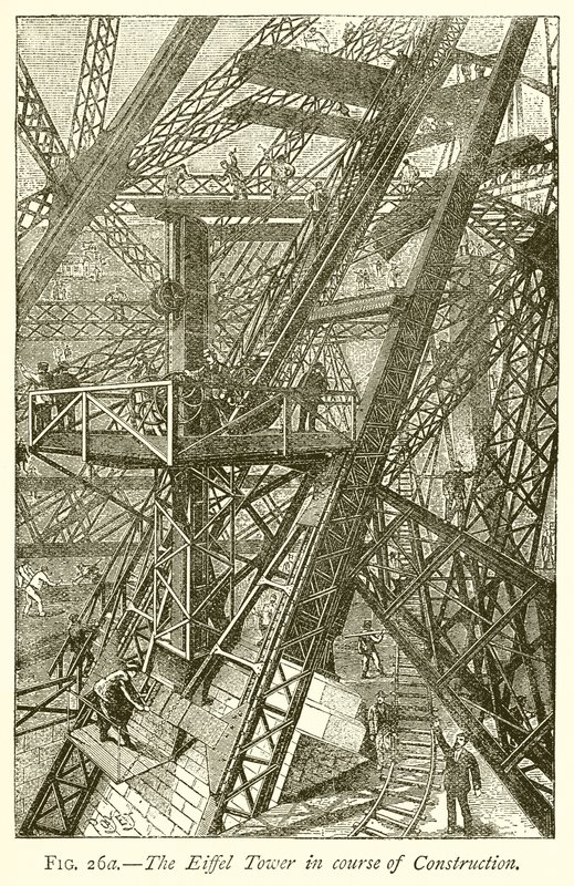 The Eiffel Tower in Course of Construction by English School
