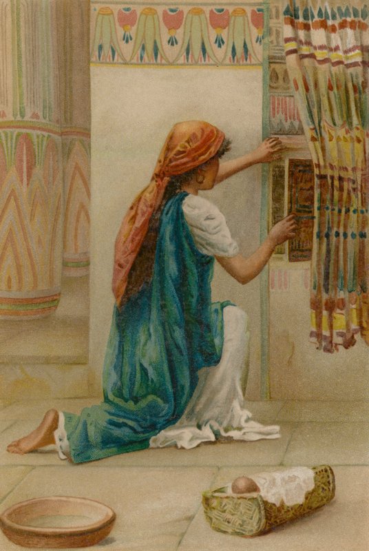 The Hiding of Moses by English School