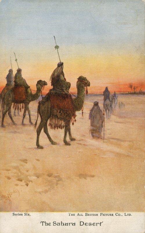 Travellers in the Sahara Desert by English School