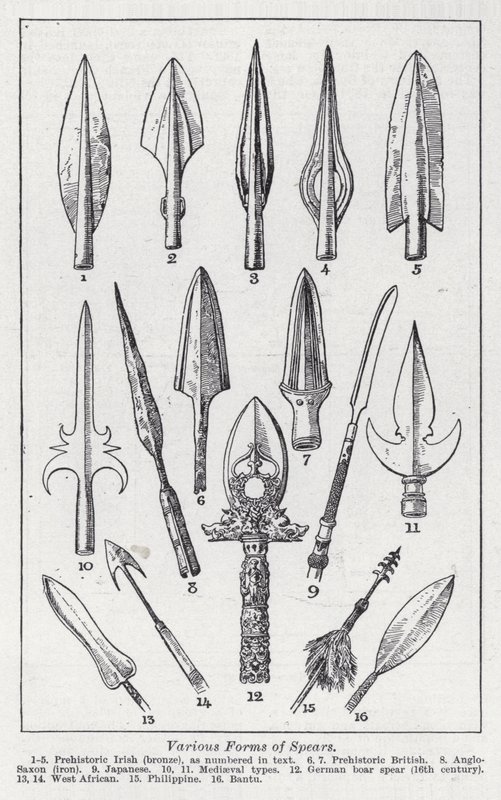 Various forms of spears by English School